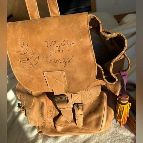 Leather travel backpack ONE OF A KIND - Picture 3 of 13